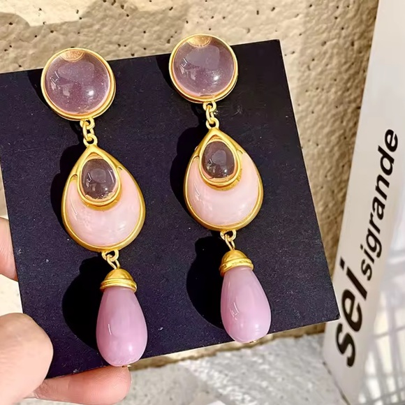 Madmuasel Pink Gold Drop Earrings - Picture 1 of 5